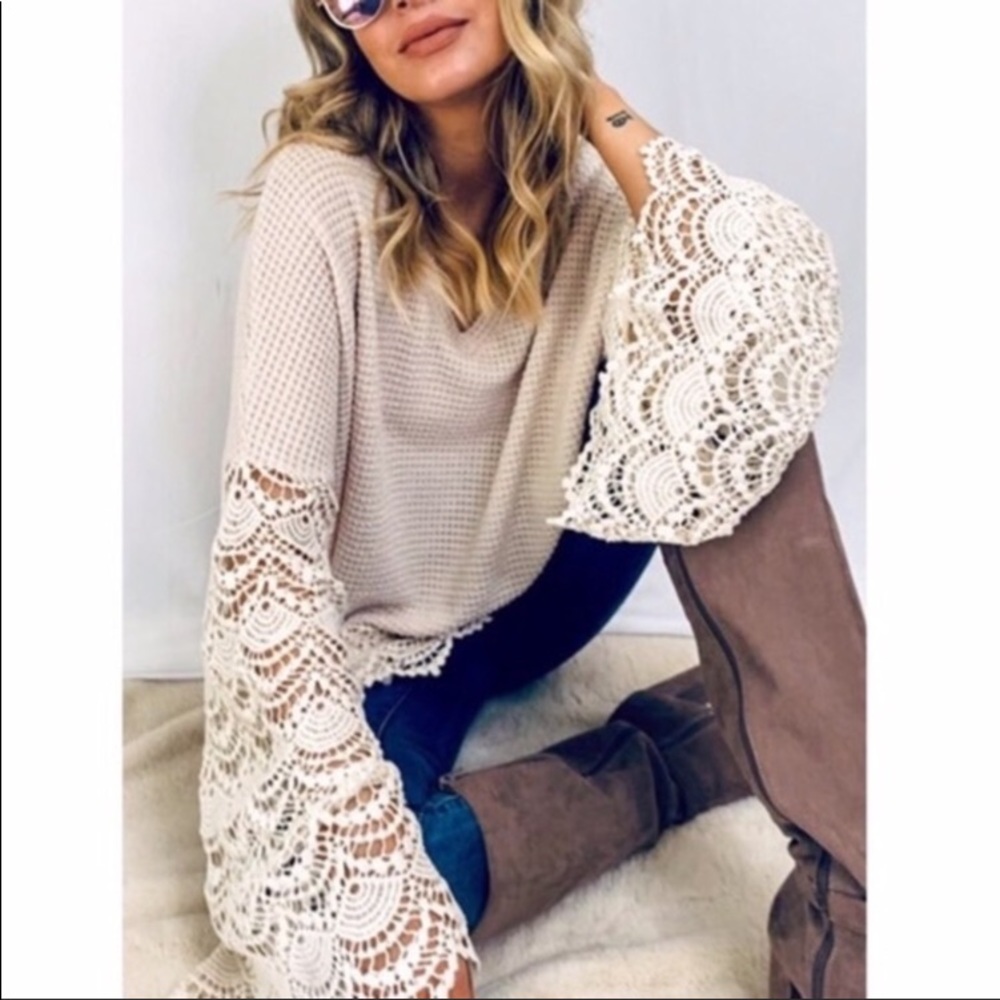 Boho Lace Knit Tunic Top - Picture 3 of 4